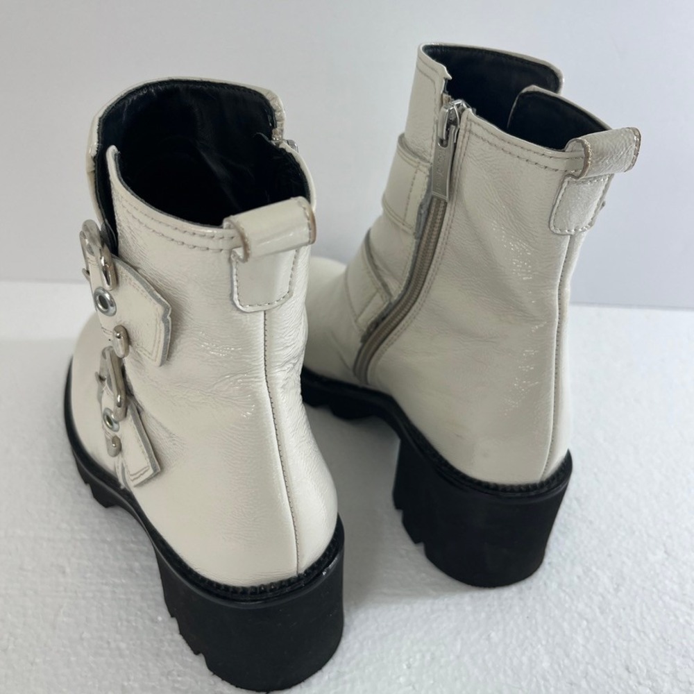 Paul‎ Green Ankle Boots Womens White Sz 6 Block Heel Buckle Accents Zip Up - Picture 12 of 15